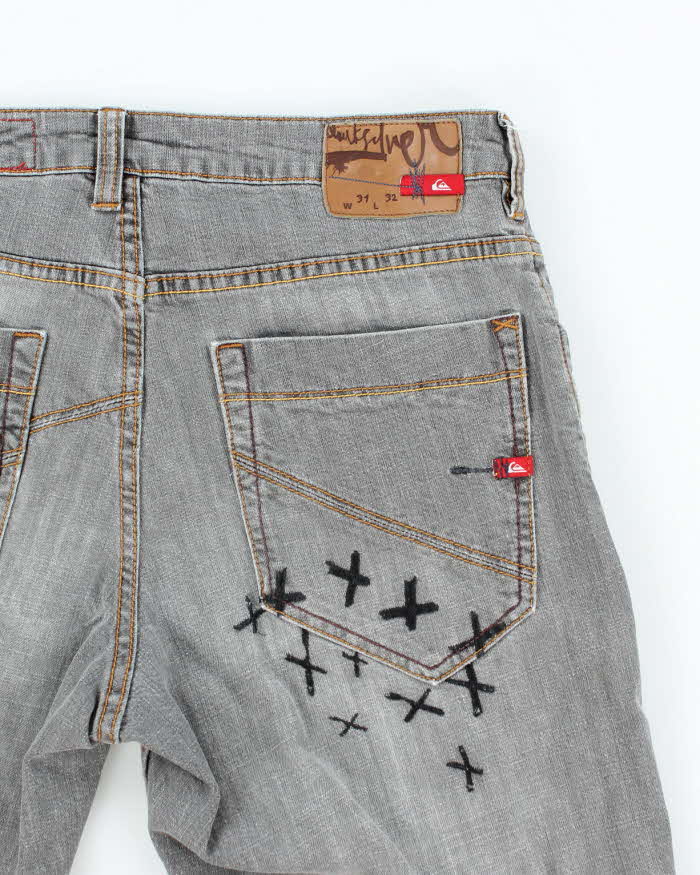 Vintage Y2K Quiksilver Grey Wash Denim Shorts - W32 L11