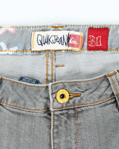 Vintage Y2K Quiksilver Grey Wash Denim Shorts - W32 L11