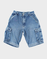 Vintage Y2K L.A. Blues Medium Wash Denim Cargo Shorts - W28 L11