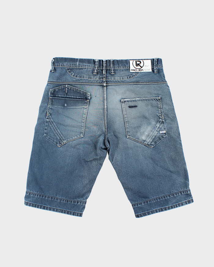 Vintage Y2K Projek Raw Dark Wash Denim Cargo Shorts - W38 L14