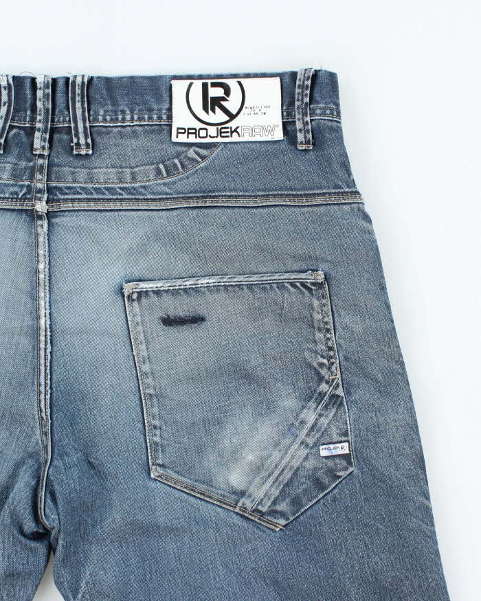 Vintage Y2K Projek Raw Dark Wash Denim Cargo Shorts - W38 L14