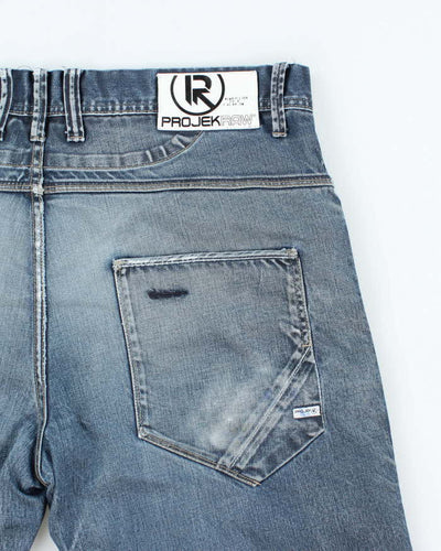 Vintage Y2K Projek Raw Dark Wash Denim Cargo Shorts - W38 L14