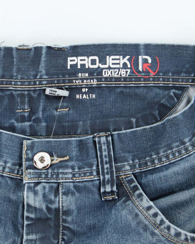Vintage Y2K Projek Raw Dark Wash Denim Cargo Shorts - W38 L14