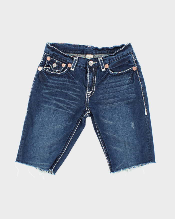 Vintage Y2K True Religion Dark Wash Cut Off Denim Shorts - W34 L12