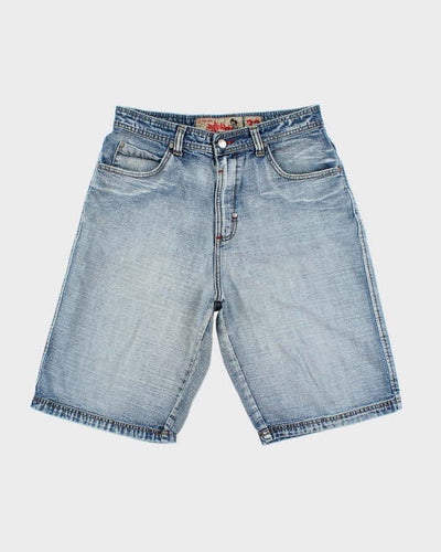 Vintage Y2K Tribal Wide Leg Embroidered Denim Shorts - W32 L12