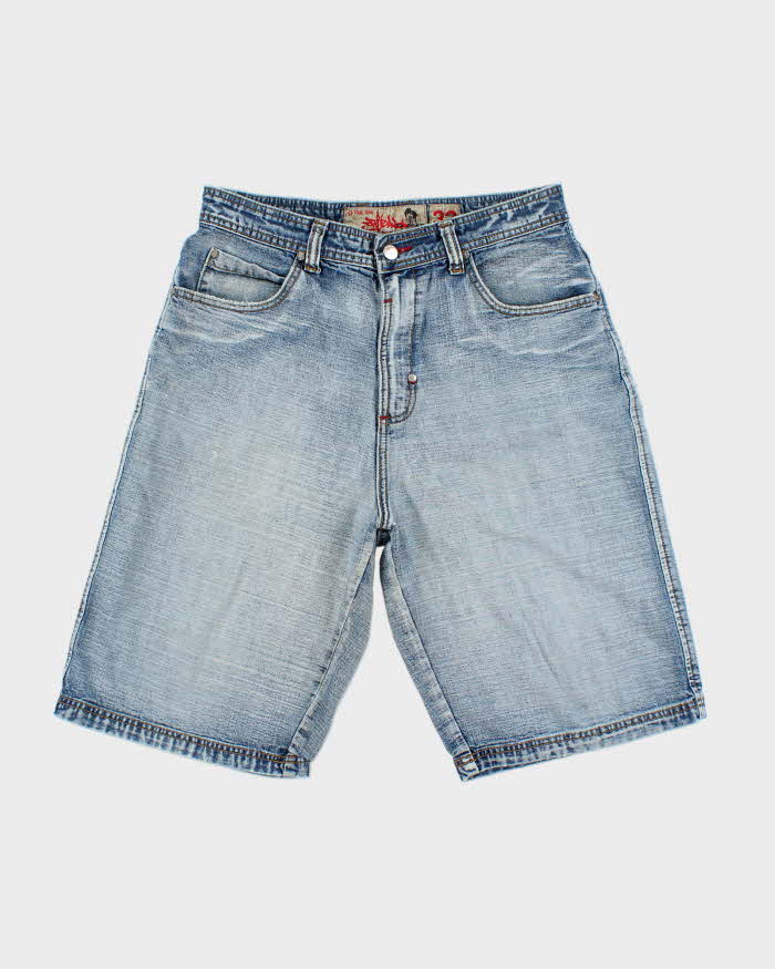 Vintage Y2K Tribal Wide Leg Embroidered Denim Shorts - W32 L12