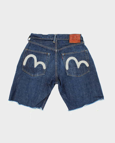 Vintage Y2K Evisu Dark Wash Cut Off Denim Shorts - W28 L9