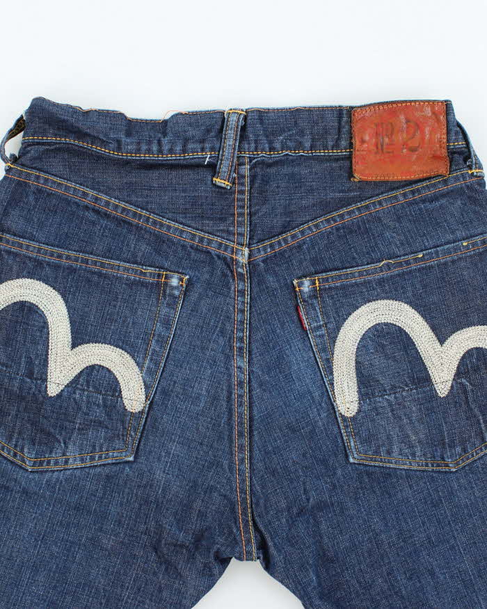 Vintage Y2K Evisu Dark Wash Cut Off Denim Shorts - W28 L9 – Rokit