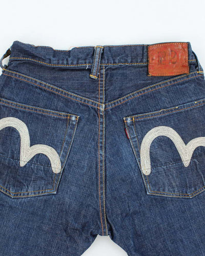 Vintage Y2K Evisu Dark Wash Cut Off Denim Shorts - W28 L9