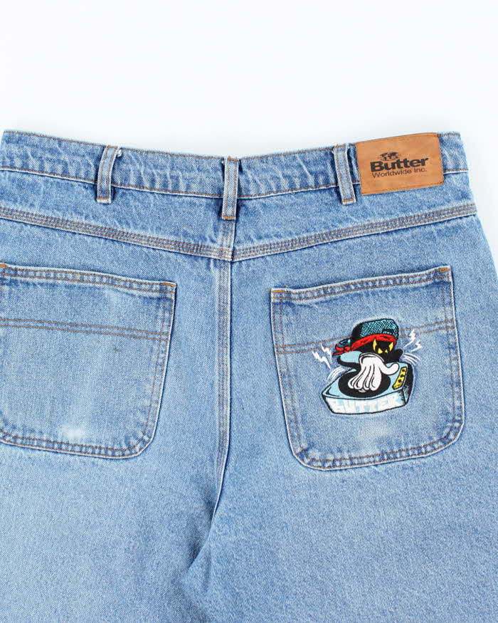 Vintage Butter Goods Medium Wash Embroidered Denim Shorts - W30 L9