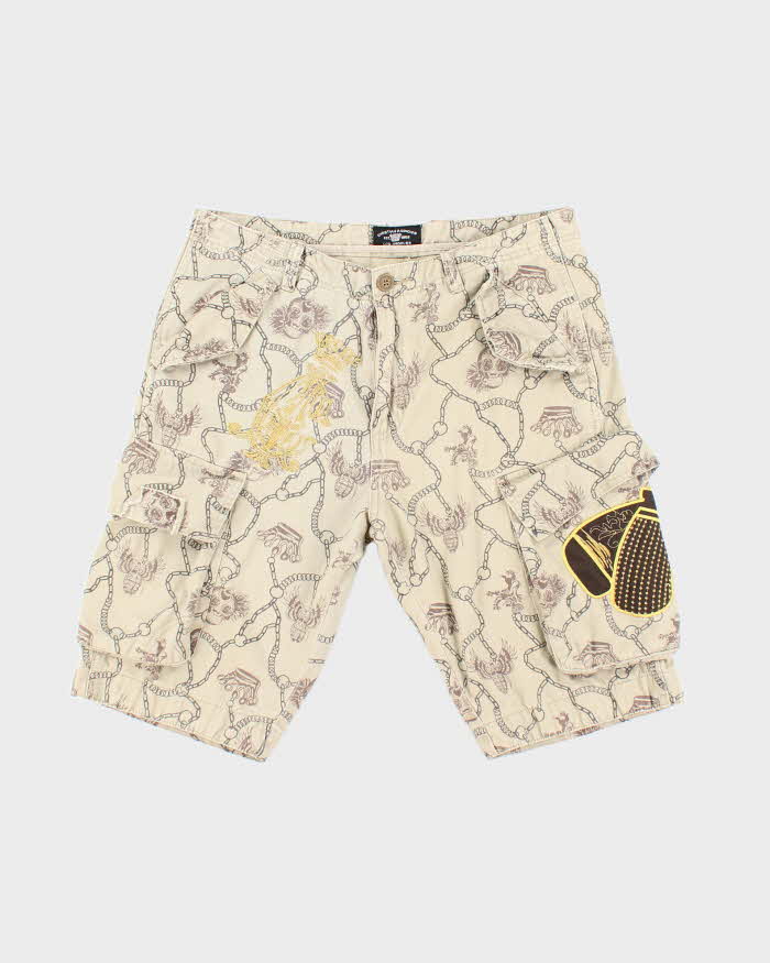 Vintage Y2K Christian Audigier Embroidered All Over Print Cargo Shorts - W29 L11