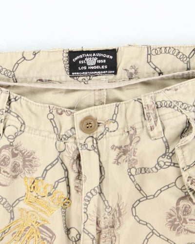 Vintage Y2K Christian Audigier Embroidered All Over Print Cargo Shorts - W29 L11