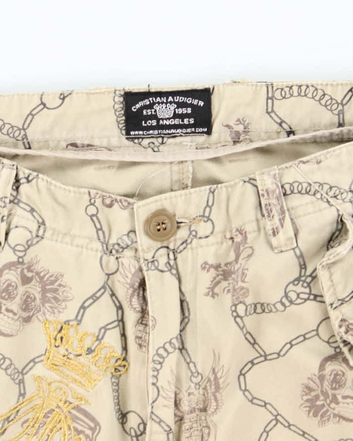 Vintage Y2K Christian Audigier Embroidered All Over Print Cargo Shorts - W29 L11