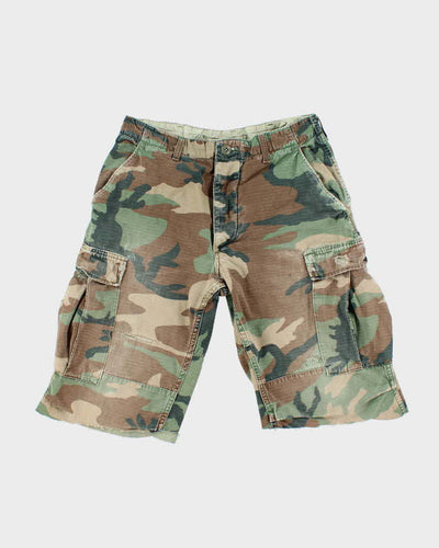 Vintage Y2K Military Style Faded Camouflage Cargo Shorts - W30 L12