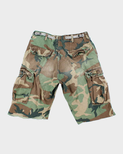 Vintage Y2K Military Style Faded Camouflage Cargo Shorts - W30 L12
