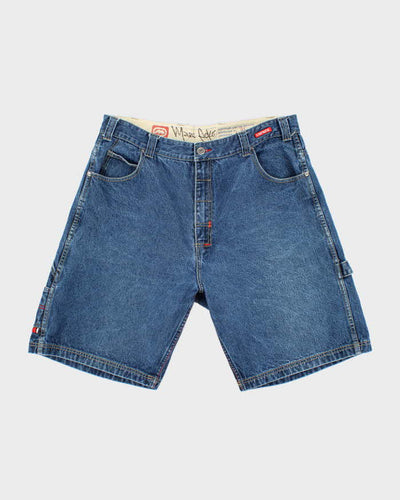 Vintage Y2K Ecko Utld Dark Wash Wide Leg Denim Carpenter Shorts - W36 L10