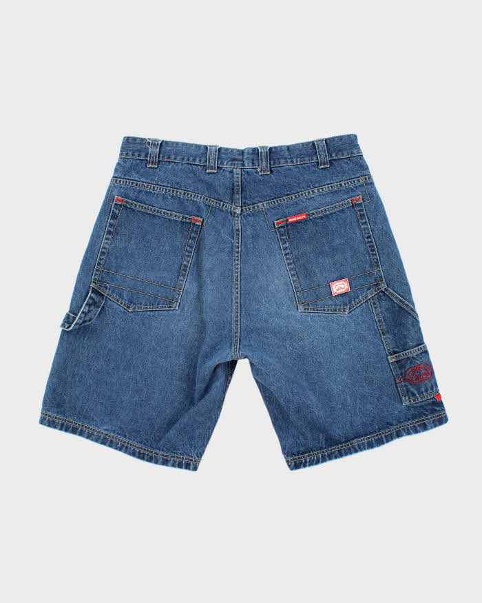 Vintage Y2K Ecko Utld Dark Wash Wide Leg Denim Carpenter Shorts - W36 L10