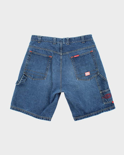 Vintage Y2K Ecko Utld Dark Wash Wide Leg Denim Carpenter Shorts - W36 L10