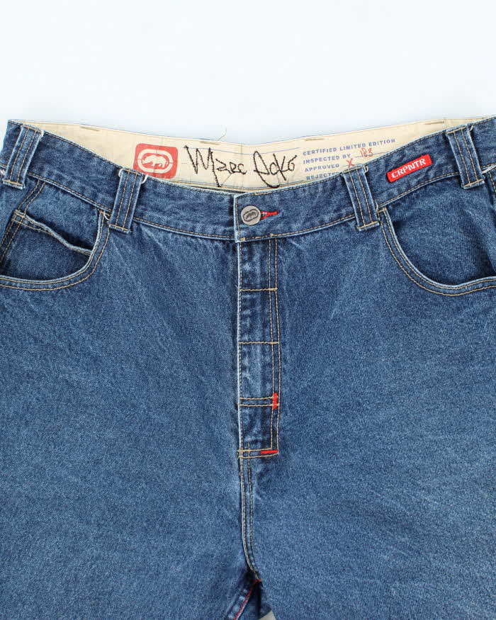 Vintage Y2K Ecko Utld Dark Wash Wide Leg Denim Carpenter Shorts - W36 L10