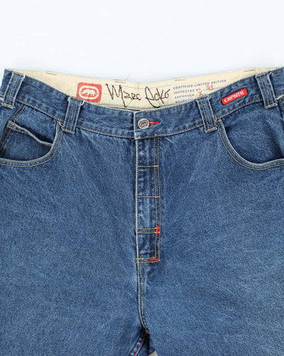 Vintage Y2K Ecko Utld Dark Wash Wide Leg Denim Carpenter Shorts - W36 L10