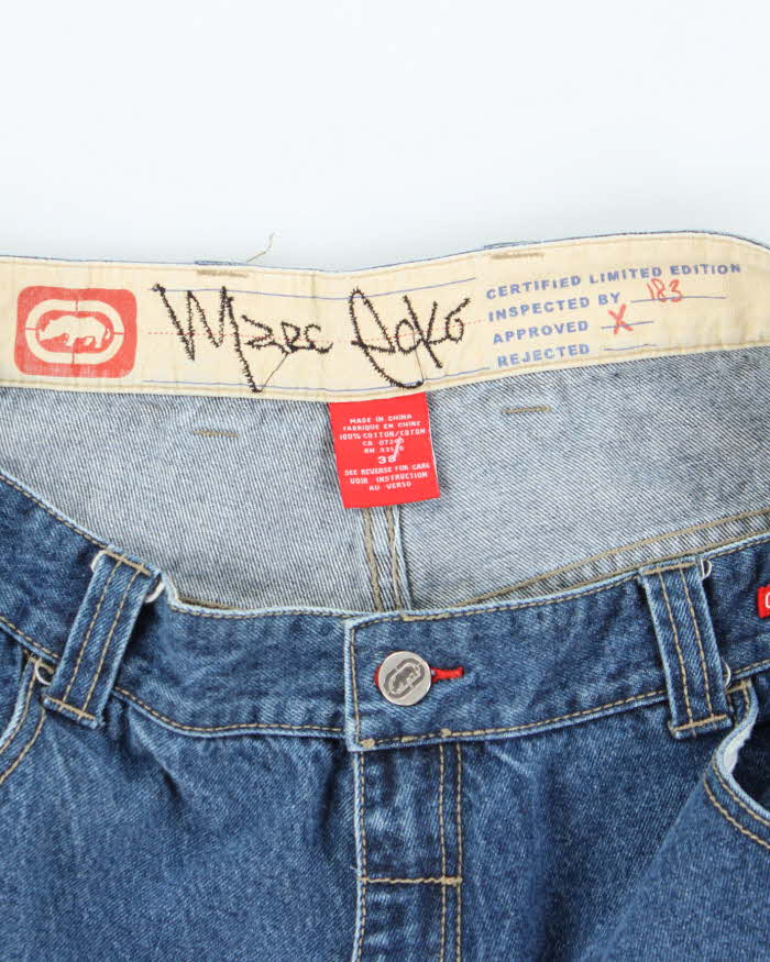 Vintage Y2K Ecko Utld Dark Wash Wide Leg Denim Carpenter Shorts - W36 L10