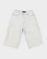 Vintage Y2K Baggy and Saggy White Denim Cut Off Wide Leg Shorts - W28 L13