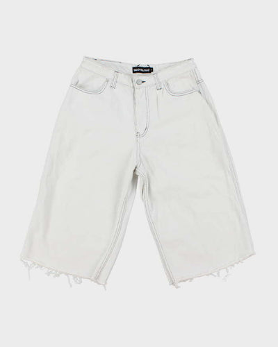 Vintage Y2K Baggy and Saggy White Denim Cut Off Wide Leg Shorts - W28 L13