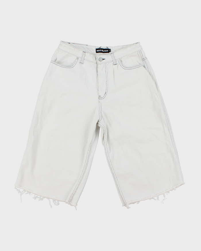 Vintage Y2K Baggy and Saggy White Denim Cut Off Wide Leg Shorts - W28 L13