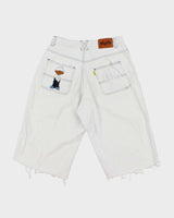 Vintage Y2K Baggy and Saggy White Denim Cut Off Wide Leg Shorts - W28 L13