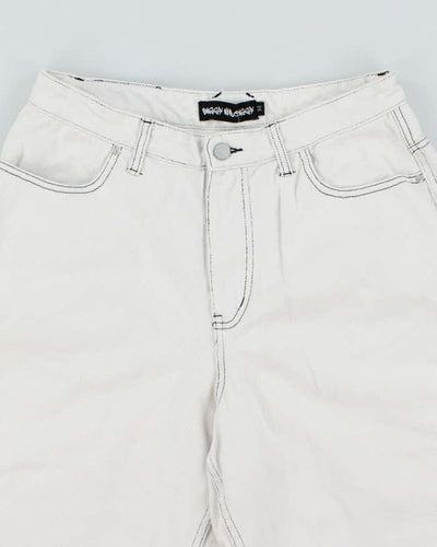 Vintage Y2K Baggy and Saggy White Denim Cut Off Wide Leg Shorts - W28 L13