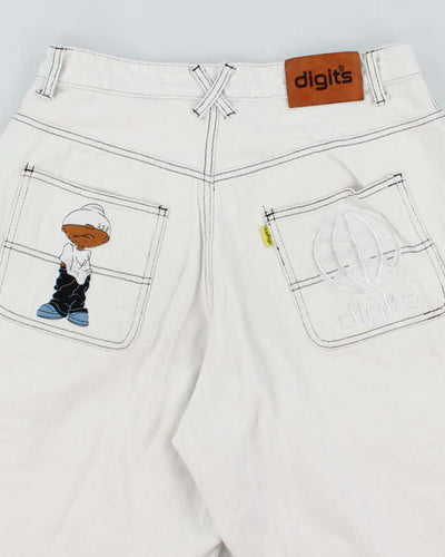 Vintage Y2K Baggy and Saggy White Denim Cut Off Wide Leg Shorts - W28 L13