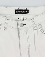 Vintage Y2K Baggy and Saggy White Denim Cut Off Wide Leg Shorts - W28 L13