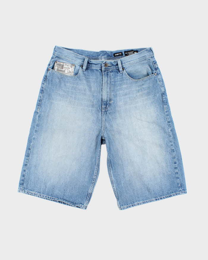Vintage Y2K Ecko Untld Wide Leg Light Wash Embroidered Denim Shorts - W36 L13