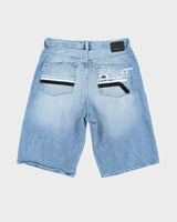 Vintage Y2K Ecko Untld Wide Leg Light Wash Embroidered Denim Shorts - W36 L13