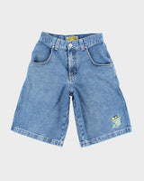Vintage Y2K Jnco Wide Leg Embroidered Denim Shorts - W30 L14