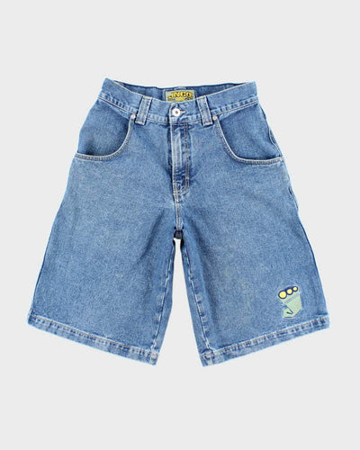 Vintage Y2K Jnco Wide Leg Embroidered Denim Shorts - W30 L14