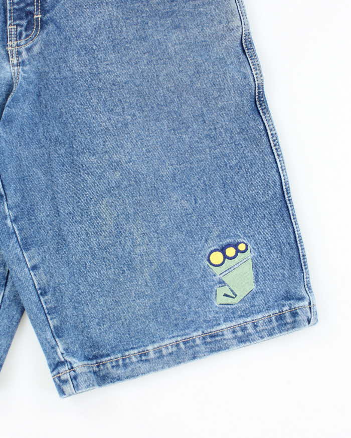 Vintage Y2K Jnco Wide Leg Embroidered Denim Shorts - W30 L14