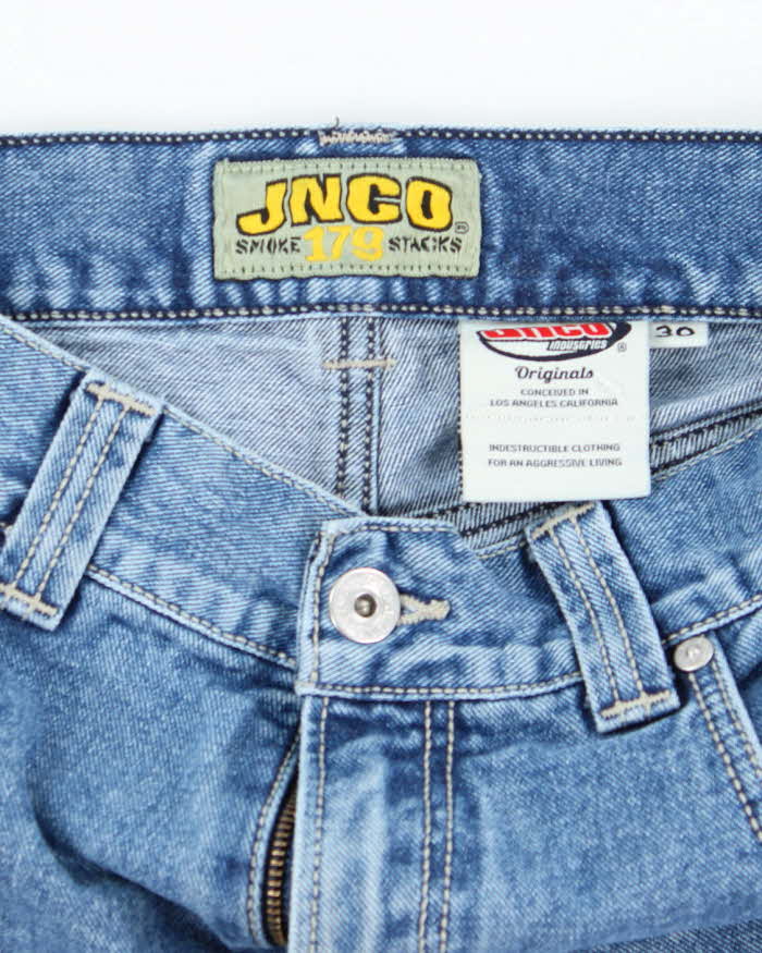 Vintage Y2K Jnco Wide Leg Embroidered Denim Shorts - W30 L14