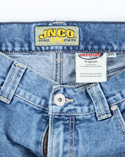 Vintage Y2K Jnco Wide Leg Embroidered Denim Shorts - W30 L14