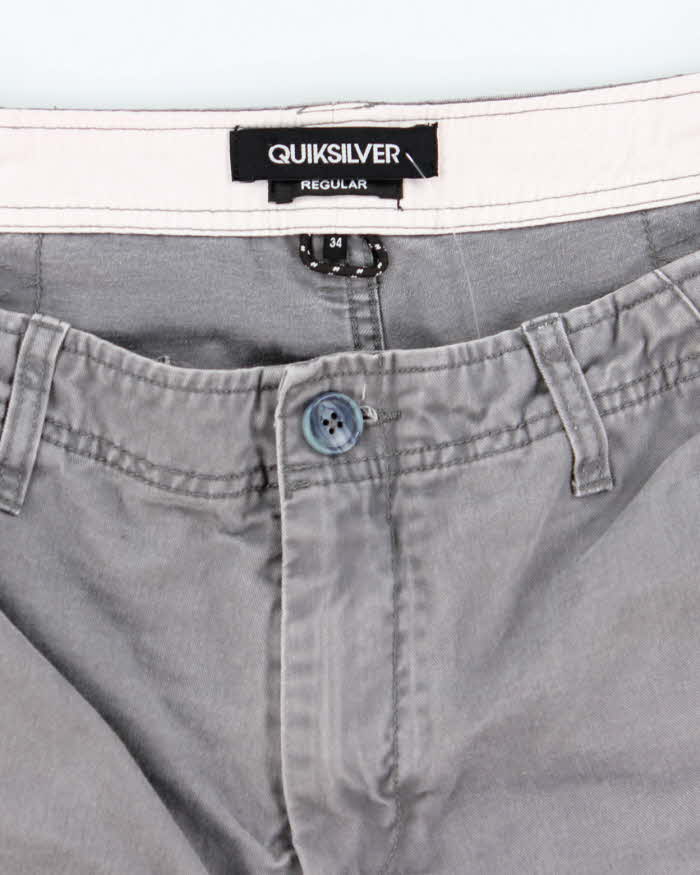 Y2k Quiksilver Grey Cargo Shorts - W36