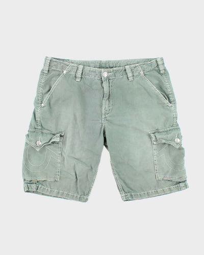 Vintage Y2K True Religion Green Faded Cargo Shorts - W38 L11
