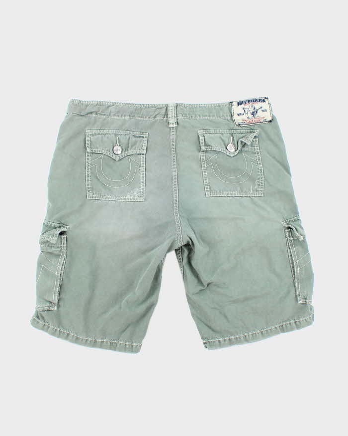 Vintage Y2K True Religion Green Faded Cargo Shorts - W38 L11