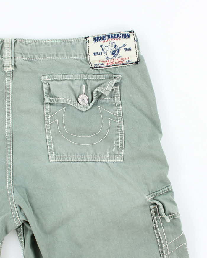 Vintage Y2K True Religion Green Faded Cargo Shorts - W38 L11