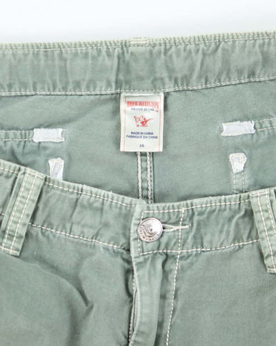 Vintage Y2K True Religion Green Faded Cargo Shorts - W38 L11