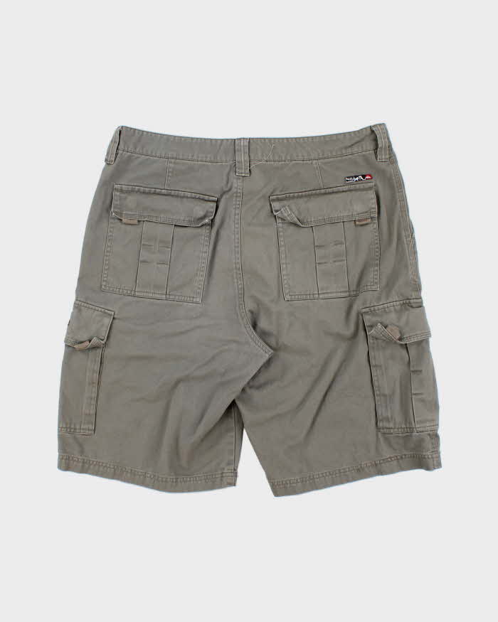 Vintage Y2K 00s Quiksilver Khaki Loose Fit Canvas Cargo Shorts - W34