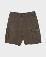Vintage Y2K 00s Quiksilver Khaki Loose Fit Canvas Cargo Shorts - W34
