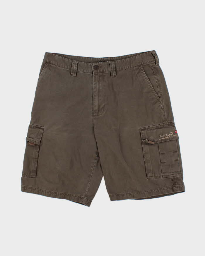 Vintage Y2K 00s Quiksilver Khaki Loose Fit Canvas Cargo Shorts - W34