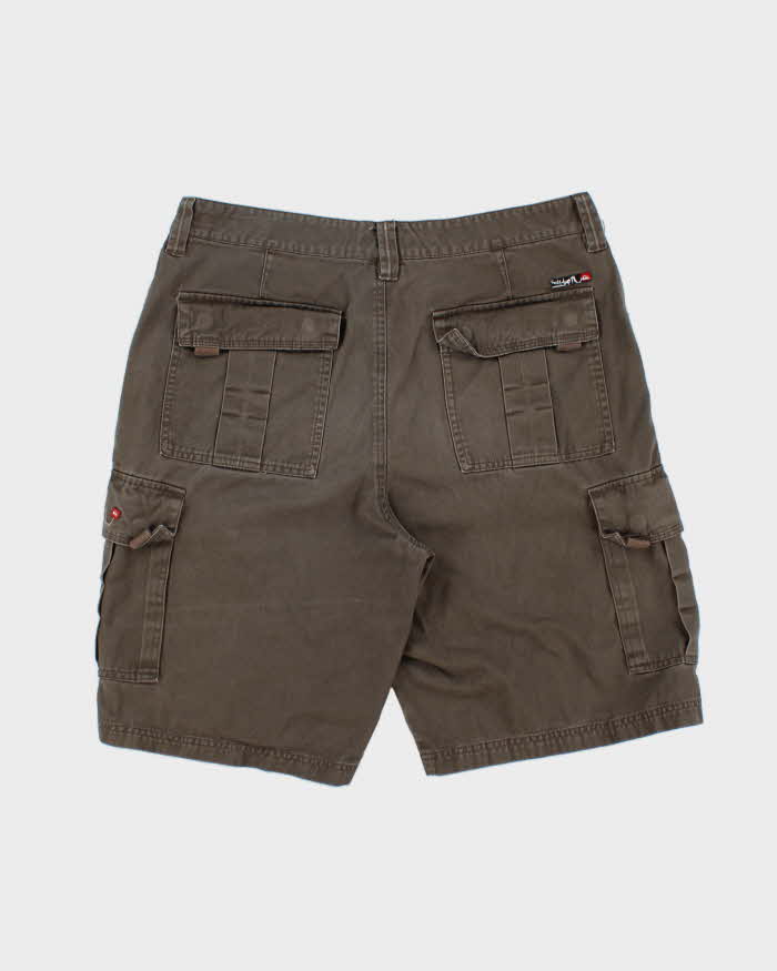 Vintage Y2K 00s Quiksilver Khaki Loose Fit Canvas Cargo Shorts - W34