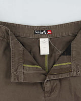 Vintage Y2K 00s Quiksilver Khaki Loose Fit Canvas Cargo Shorts - W34
