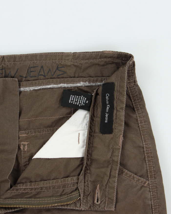 Vintage Calvin Klein Khaki Loose Fit Cargo Shorts - W33